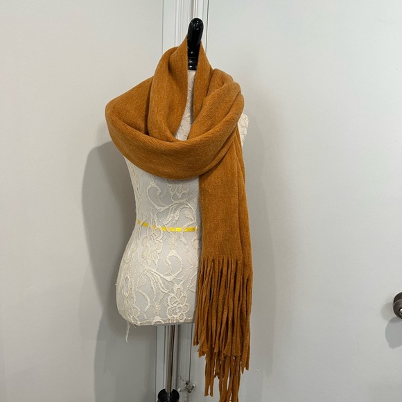 Anthropologie Orange‎ Fringe Oversized  Scarf NWT - Picture 2 of 6